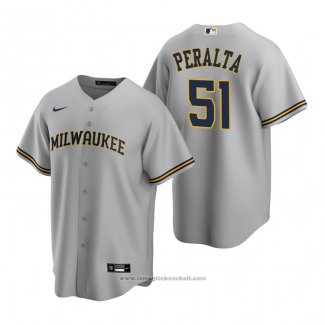 Maglia Baseball Uomo Milwaukee Brewers Freddy Peralta Replica Road Grigio