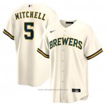 Maglia Baseball Uomo Milwaukee Brewers Garrett Mitchell Replica Crema