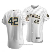 Maglia Baseball Uomo Milwaukee Brewers Jackie Robinson Day Autentico Bianco