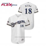 Maglia Baseball Uomo Milwaukee Brewers Keston Hiura 2019 Postseason Flex Base Bianco