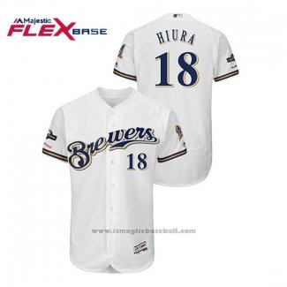 Maglia Baseball Uomo Milwaukee Brewers Keston Hiura 2019 Postseason Flex Base Bianco