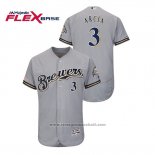 Maglia Baseball Uomo Milwaukee Brewers Orlando Arcia Autentico Flex Base Grigio