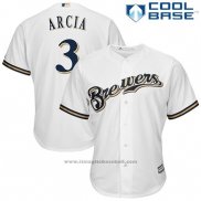 Maglia Baseball Uomo Milwaukee Brewers Orlando Arcia Bianco Cool Base