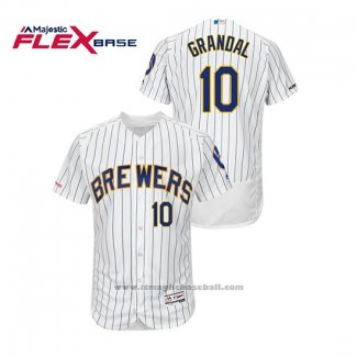 Maglia Baseball Uomo Milwaukee Brewers Yasmani Grandal Autentico Flex Base Bianco Blu