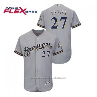 Maglia Baseball Uomo Milwaukee Brewers Zach Davies Autentico Flex Base Grigio