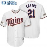 Maglia Baseball Uomo Minnesota Twins 2017 Postseason Jason Castro Bianco Cool Base