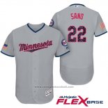 Maglia Baseball Uomo Minnesota Twins 2017 Stelle e Strisce Miguel Sano Grigio Flex Base