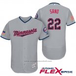 Maglia Baseball Uomo Minnesota Twins 2017 Stelle e Strisce Miguel Sano Grigio Flex Base