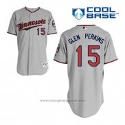 Maglia Baseball Uomo Minnesota Twins Glen Perkins 15 Grigio Cool Base