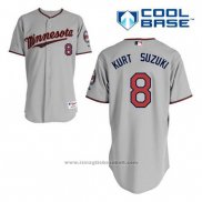 Maglia Baseball Uomo Minnesota Twins Kurt Suzuki 8 Grigio Cool Base