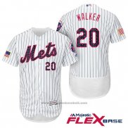 Maglia Baseball Uomo New York Mets 2017 Stelle e Strisce Neil Walker Bianco Flex Base