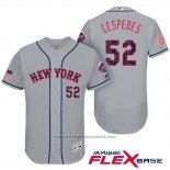 Maglia Baseball Uomo New York Mets 2017 Stelle e Strisce Yoenis Cespedes Grigio Flex Base