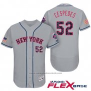 Maglia Baseball Uomo New York Mets 2017 Stelle e Strisce Yoenis Cespedes Grigio Flex Base