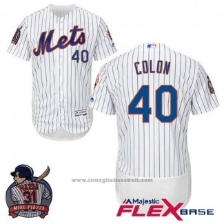 Maglia Baseball Uomo New York Mets Bartolo Colon Bianco Flex Base With Piazza