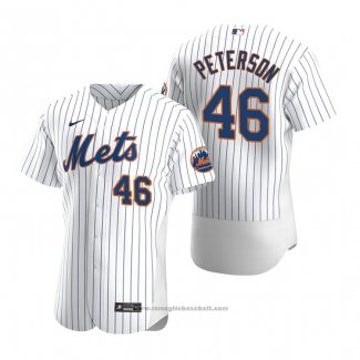 Maglia Baseball Uomo New York Mets David Peterson 46 Autentico Home Bianco