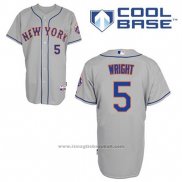 Maglia Baseball Uomo New York Mets David Wright 5 Grigio Cool Base