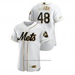 Maglia Baseball Uomo New York Mets Jacob Degrom Golden Edition Autentico Bianco