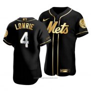 Maglia Baseball Uomo New York Mets Jed Lowrie Golden Edition Autentico Nero