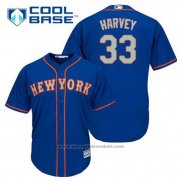 Maglia Baseball Uomo New York Mets Matt Harvey 33 Blu Alternato Home Cool Base