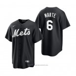 Maglia Baseball Uomo New York Mets Starling Marte Replica Nero Bianco