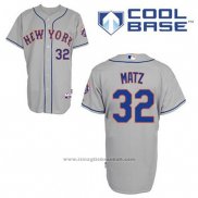 Maglia Baseball Uomo New York Mets Steven Matz 32 Grigio Cool Base
