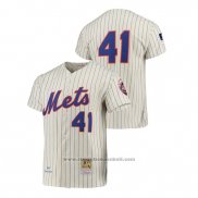 Maglia Baseball Uomo New York Mets Tom Seaver Cooperstown Collection Autentico Crema