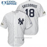 Maglia Baseball Uomo New York Yankees 2017 Postseason Didi Gregorius Bianco Cool Base