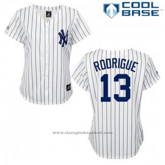 Maglia Baseball Uomo New York Yankees Alex Rodriguez 13 Bianco Cool Base