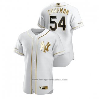 Maglia Baseball Uomo New York Yankees Aroldis Chapman Golden Edition Autentico Bianco