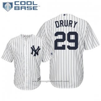 Maglia Baseball Uomo New York Yankees Brandon Drury Cool Base Home Bianco