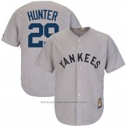 Maglia Baseball Uomo New York Yankees Catfish Hunter Grigio Cooperstown Collection