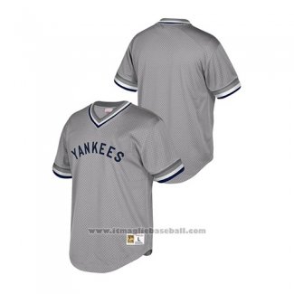 Maglia Baseball Uomo New York Yankees Cooperstown Collection Mesh Wordmark Grigio