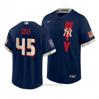 Maglia Baseball Uomo New York Yankees Gerrit Cole 2021 All Star Replica Blu