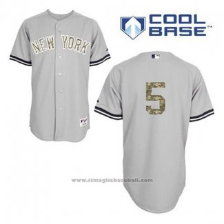 Maglia Baseball Uomo New York Yankees Joe Dimaggio 5 Grigio Usmc Cool Base