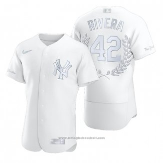 Maglia Baseball Uomo New York Yankees Mariano Rivera Award Collection Hall Of Fame Bianco