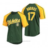 Maglia Baseball Uomo Oakland Athletics Elvis Andrus Replica Button Down Raglan Verde