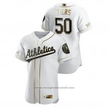 Maglia Baseball Uomo Oakland Athletics Mike Fiers Golden Edition Autentico Bianco