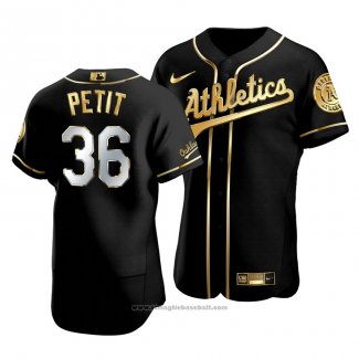 Maglia Baseball Uomo Oakland Athletics Yusmeiro Petit Golden Edition Autentico Nero