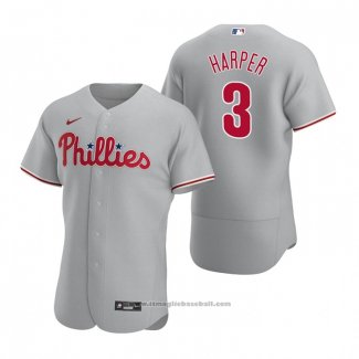 Maglia Baseball Uomo Philadelphia Phillies Bryce Harper Autentico 2020 Road Grigio