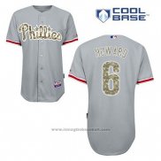 Maglia Baseball Uomo Philadelphia Phillies Ryan Howard 6 Grigio Usmc Cool Base