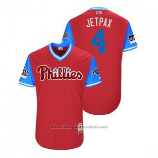 Maglia Baseball Uomo Philadelphia Phillies Scott Kingery 2018 LLWS Players Weekend Jetpax Scarlet