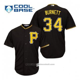 Maglia Baseball Uomo Pittsburgh Pirates A.j. Burnett 34 Nero Alternato Cool Base