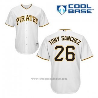 Maglia Baseball Uomo Pittsburgh Pirates Tony Sanchez 26 Bianco Home Cool Base