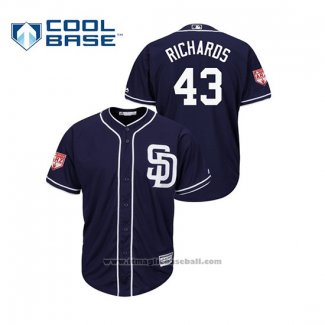 Maglia Baseball Uomo San Diego Padres Garrett Richards 2019 Allenamento Primaverile Cool Base Blu