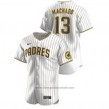 Maglia Baseball Uomo San Diego Padres Manny Machado Autentico Bianco Marrone