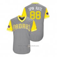 Maglia Baseball Uomo San Diego Padres Phil Maton 2018 LLWS Players Weekend Spin Rate Grigio