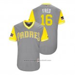 Maglia Baseball Uomo San Diego Padres Travis Jankowski 2018 LLWS Players Weekend Fred Grigio