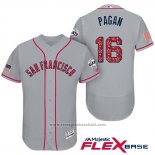 Maglia Baseball Uomo San Francisco Giants 2017 Stelle e Strisce Angel Pagan Grigio Flex Base