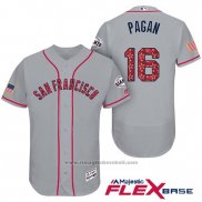 Maglia Baseball Uomo San Francisco Giants 2017 Stelle e Strisce Angel Pagan Grigio Flex Base
