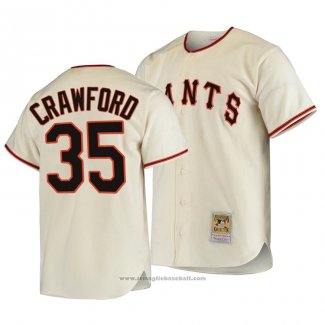 Maglia Baseball Uomo San Francisco Giants Brandon Crawford Autentico Cooperstown Collection Primera 1954 Crema